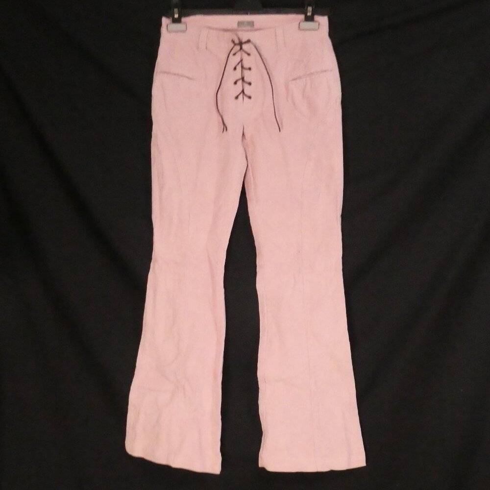 Vintage | NAF NAF | size 38 | Pastel Pink Flare Pants with Lace-Up Closure